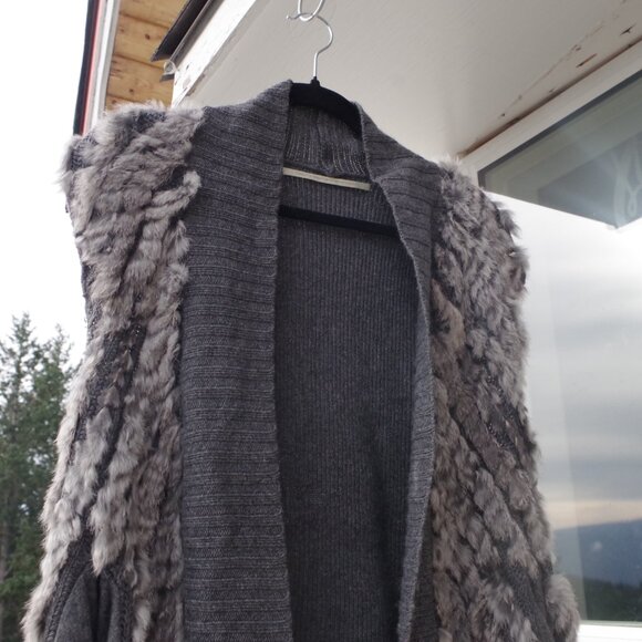 Real Fur& Wool Vest Twelfth Street By Vincent - Picture 3 of 8